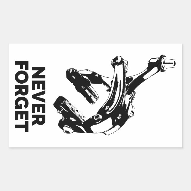 Bike Rim Brakes Never Forget Rectangular Sticker (Front)