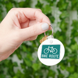 Bike Route Sign Bicycle Keychain