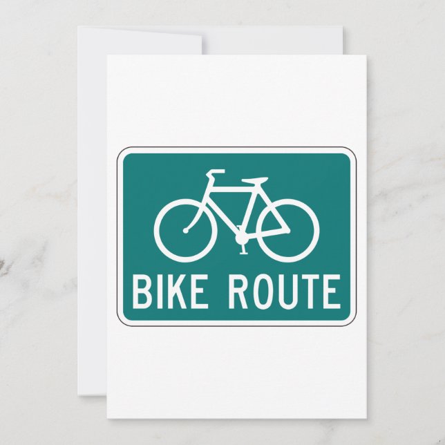 Bike Route Sign Cycling Path Bicycle Trail  Invitation (Front)