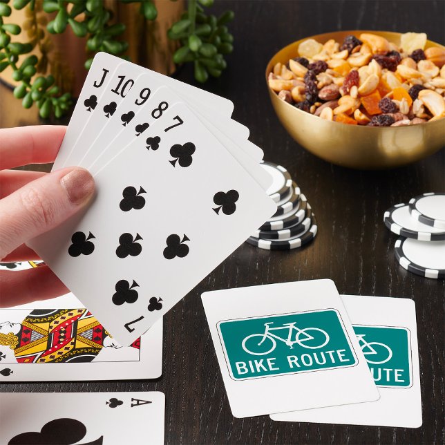 Bike Route Sign Cycling Path Bicycle Trail  Playing Cards (Creator Uploaded)