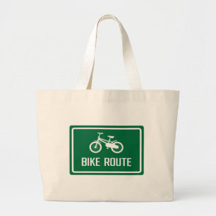 Bike Route Sign  Large Tote Bag