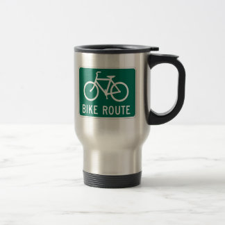 Bike Route Sign Travel Mug