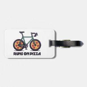 Bike Runs On Pizza Luggage Tag