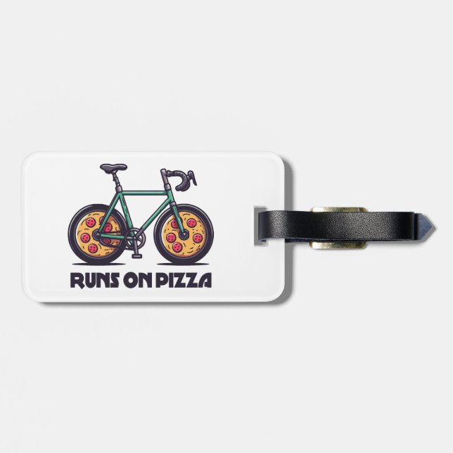 Bike Runs On Pizza Luggage Tag (Back Horizontal)