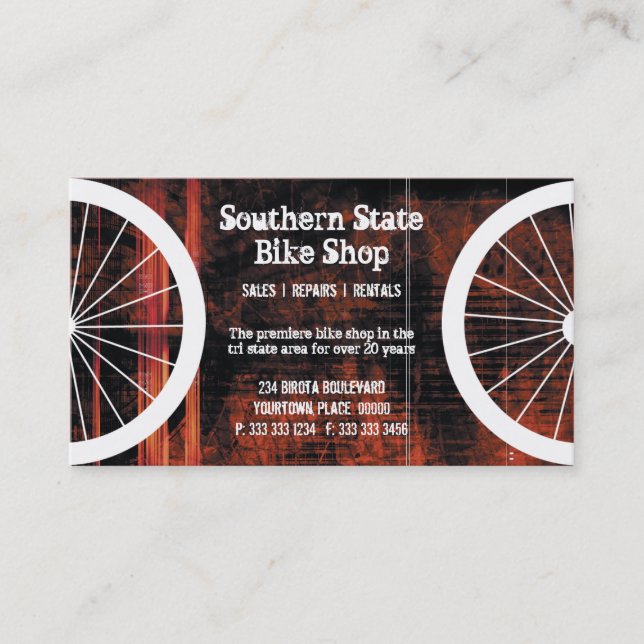 Bike Shop Grunge Business Card (Front)