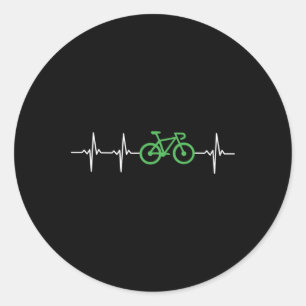 Bike Sinus Rhythm Heartbeat Love Biking Velo Cycli Classic Round Sticker
