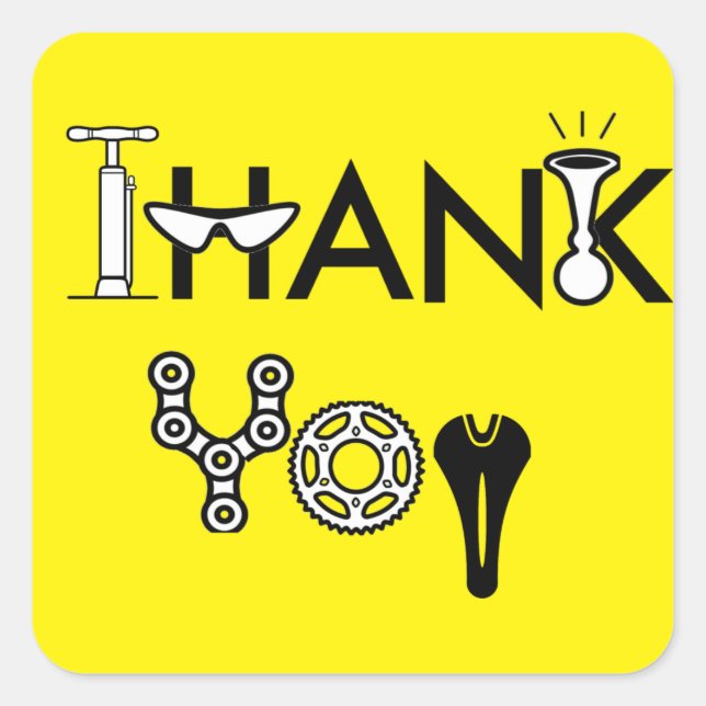 Bike Themed Thank You Square Sticker (Front)