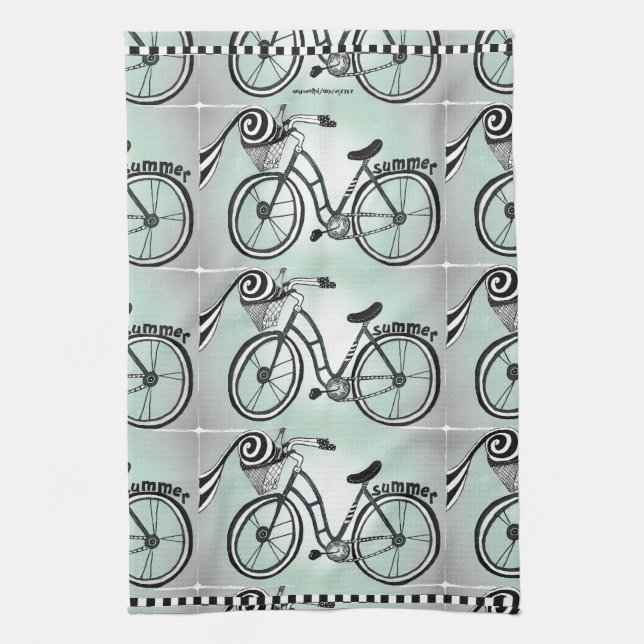 "Bike to the Beach" Tea Towel (Vertical)
