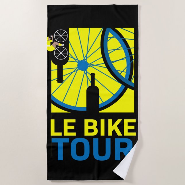 Bike Touring Art Beach Towel (Front)
