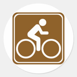 Bike Trail Highway Sign Classic Round Sticker