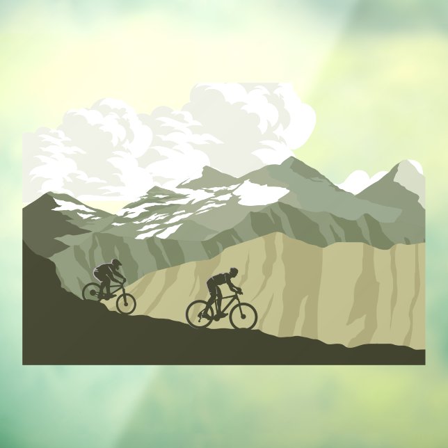 Bike Trail Mountain Trail Biking Bicycle Shop Window Cling (Sheet 3)