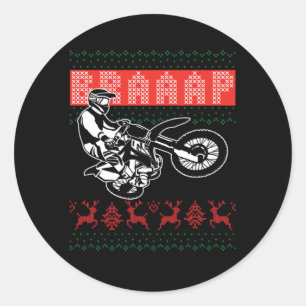 Bike Ugly Biker Christmas Motocross Motorcycle Gif Classic Round Sticker