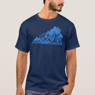Bike Virginia State Outline Blues Mountain Biking  T-Shirt
