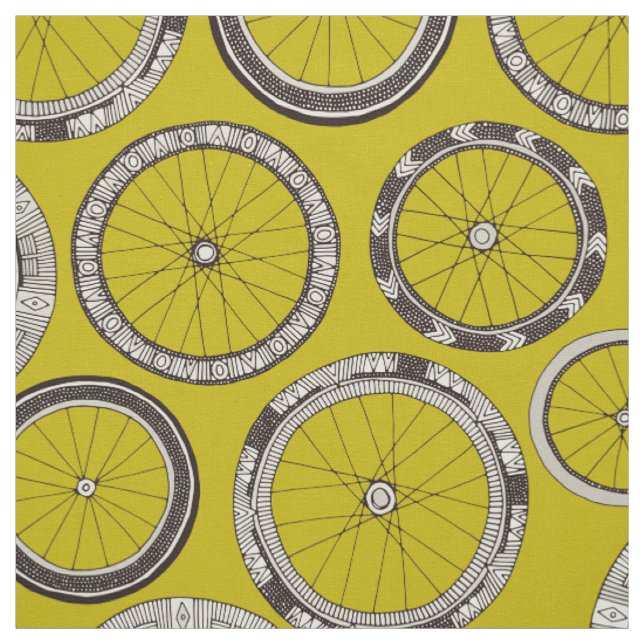 bike wheels chartreuse fabric (Swatch)