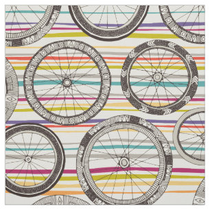 bike wheels stripe fabric