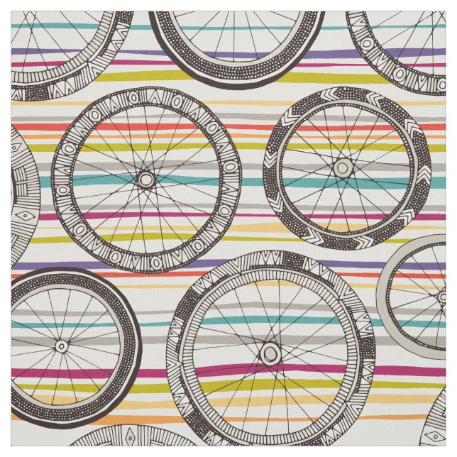 bike wheels stripe fabric (Swatch)