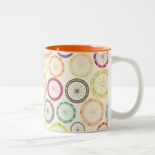 bike wheels Two-Tone coffee mug (Right)