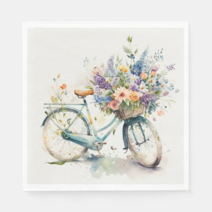 Bike With Flower Basket  Napkin