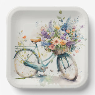 Bike With Flower Basket  Paper Plate