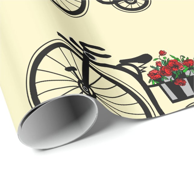 Bike with Flowers Wrapping Paper (Roll Corner)