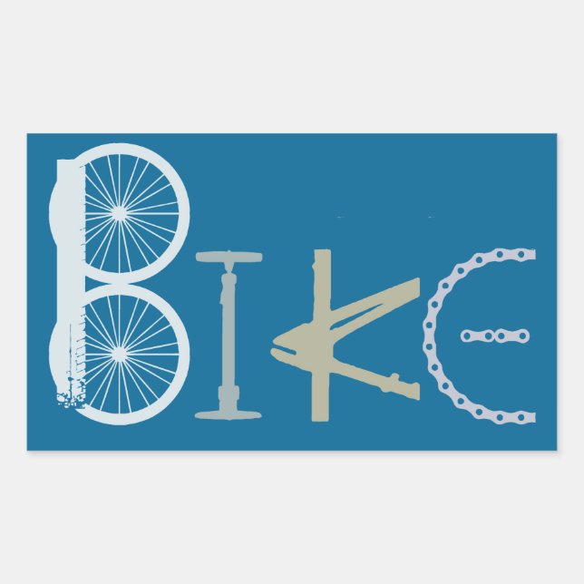 Bike Word made From Parts Custom Colour for bikers Rectangular Sticker (Front)
