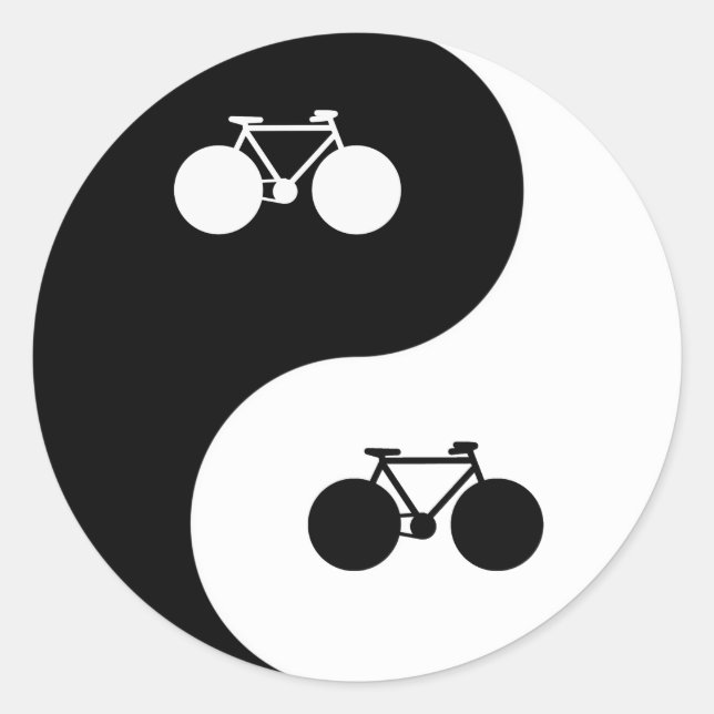 bike yin yang symbol classic round sticker (Front)