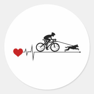 Bikejoring DogScooting Dog Sport Bike Bicycle Ride Classic Round Sticker