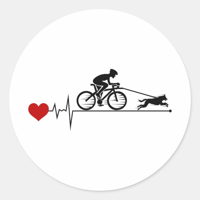 Bikejoring DogScooting Dog Sport Bike Bicycle Ride Classic Round Sticker (Front)