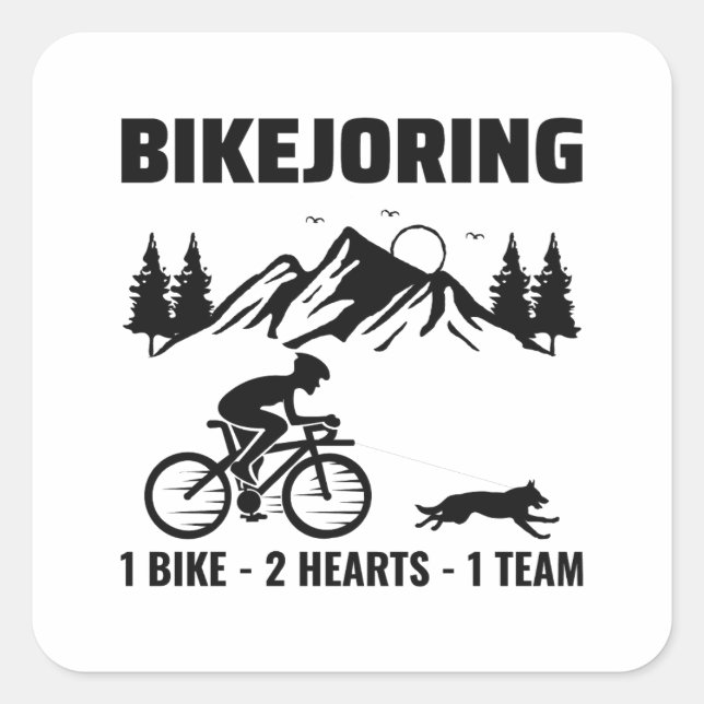 Bikejoring DogScooting Dog Sport Bike Bicycle Ride Square Sticker (Front)