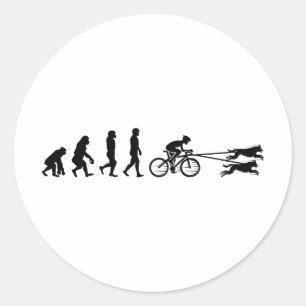 Bikejoring DogScooting Dog Sport Bike Evolution Classic Round Sticker