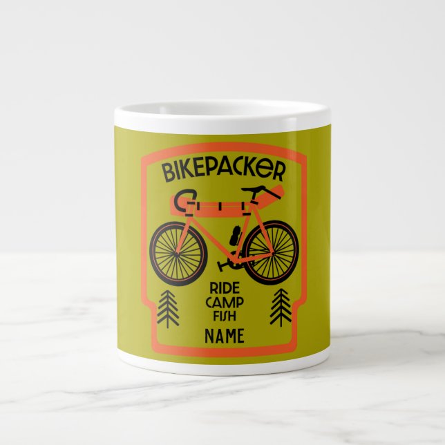 Bikepacker Fish And Camp  Large Coffee Mug (Front)