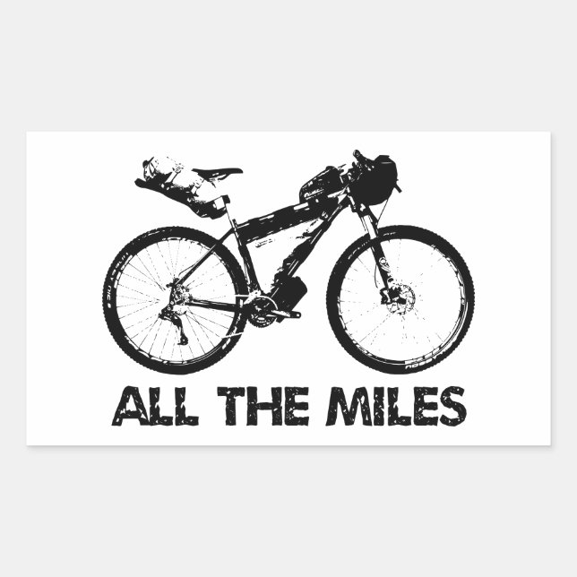 Bikepacking All The Miles Rectangular Sticker (Front)