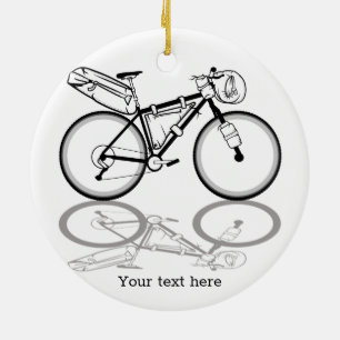 Bikepacking bike black and white ceramic tree decoration