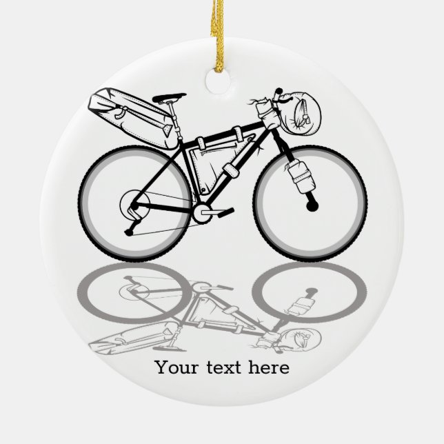Bikepacking bike black and white ceramic tree decoration (Back)