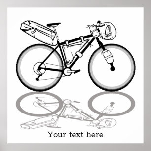 Bikepacking bike black and white poster