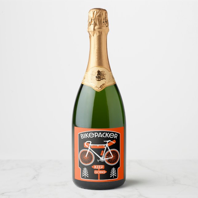 Bikepacking Bike Touring Sparkling Wine Label (Front)