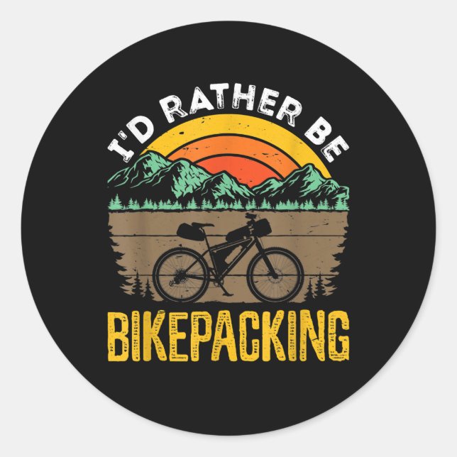 Bikepacking Bikepacker Mountain Bike Biking Classic Round Sticker (Front)
