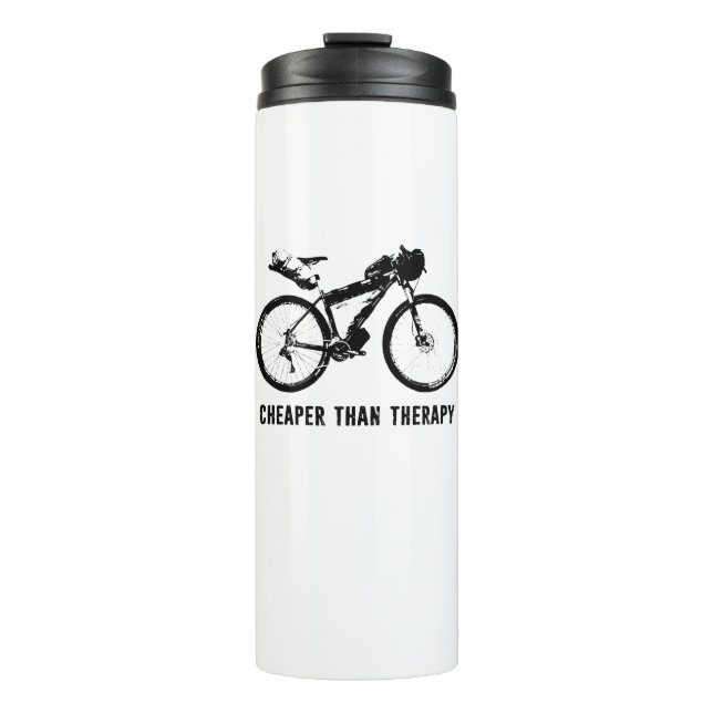 Bikepacking, Cheaper Than Therapy Thermal Tumbler (Front)