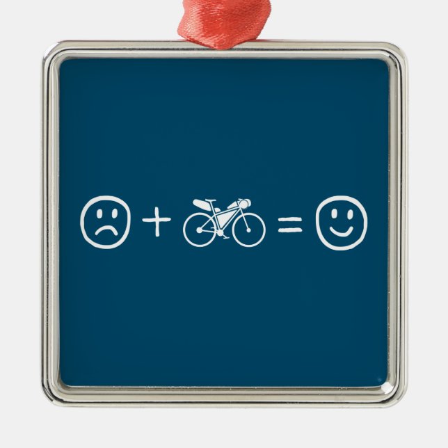 Bikepacking Makes You Happy Metal Tree Decoration (Front)