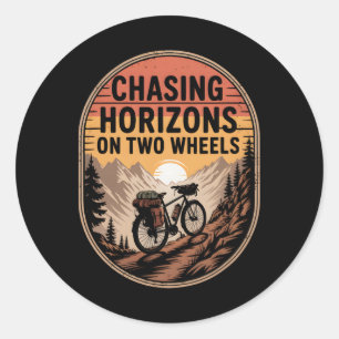 Bikepacking Outdoor Mountain Biking Chasing Horizo Classic Round Sticker