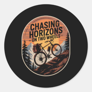 Bikepacking Outdoor Mountain Biking Chasing Horizo Classic Round Sticker