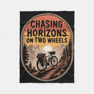 Bikepacking Outdoor Mountain Biking Chasing Horizo Fleece Blanket