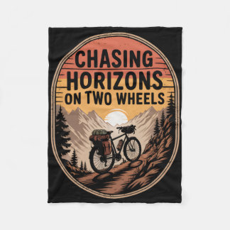 Bikepacking Outdoor Mountain Biking Chasing Horizo Fleece Blanket