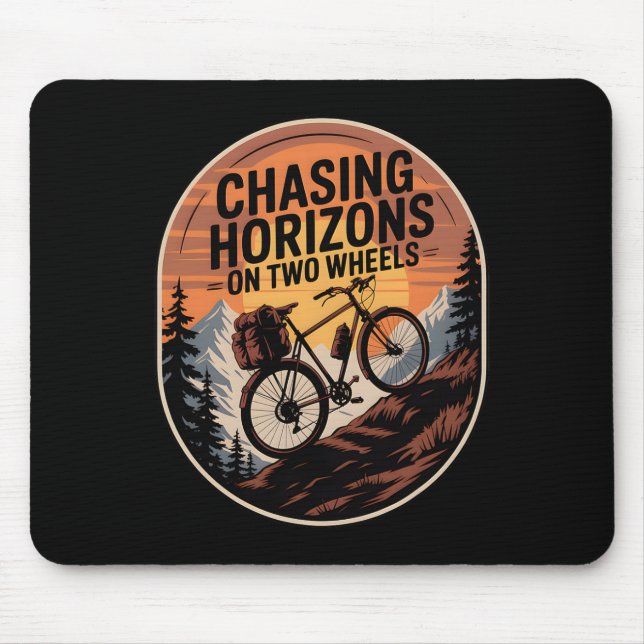 Bikepacking Outdoor Mountain Biking Chasing Horizo Mouse Mat (Front)