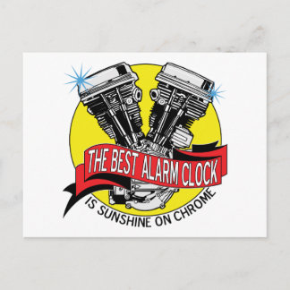 Biker Alarm Clock Postcard