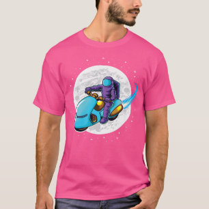 Biker Astronaut Cosmonauts Space Moon Planets  T-Shirt