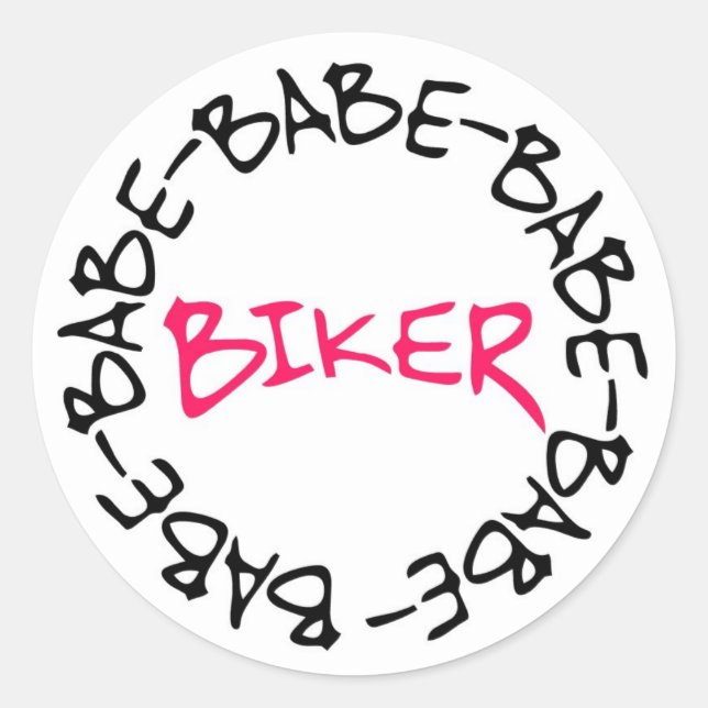 Biker Babe Classic Round Sticker (Front)