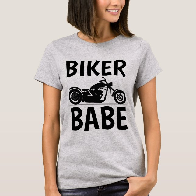 BIKER BABE, Ladies Motorcycle T-shirts (Front)
