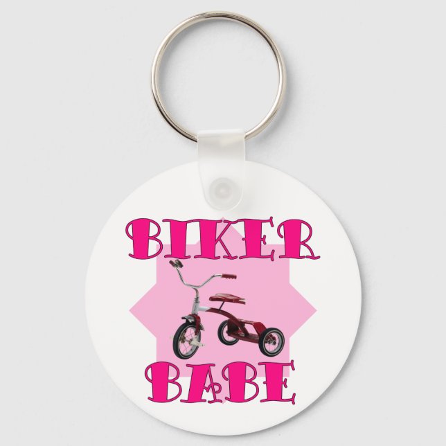 Biker Babe /pink Key Ring (Front)