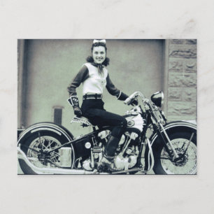 Biker Babe Postcard